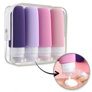 Kozmetikai táskák - 4 az 1-ben szilikon utazópalack-készlet kép