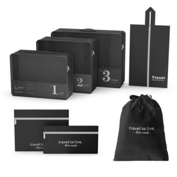 Kozmetikai táskák - 7 darabos fekete kozmetikai táska utazókészlet kép