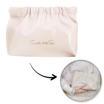 Kozmetikai táskák - Bézs bőr kozmetikai táska - M kép