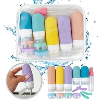 Kozmetikai táskák - Színes 14 az 1-ben szilikon utazópalack-készlet kép