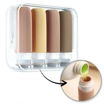 Kozmetikai táskák - Színes 4 az 1-ben szilikon utazópalack-készlet kép