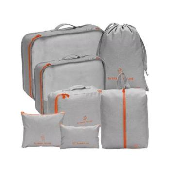 Kozmetikai táskák - Szürke bőrönd utazószervező készlet - 7 darabos kép