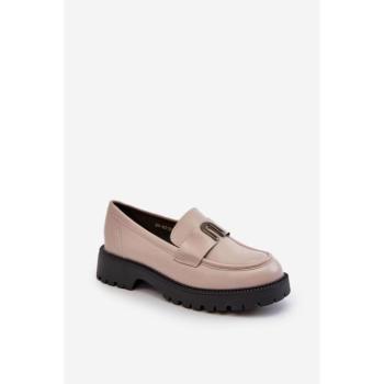 Lányok mokaszinjai - Bézs lányos mokaszin díszítéssel kép