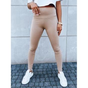 Leggings - Bézs bordás leggings, magas derékkal kép