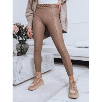 Leggings - Bézs színű bélelt eco-bőr leggings kép
