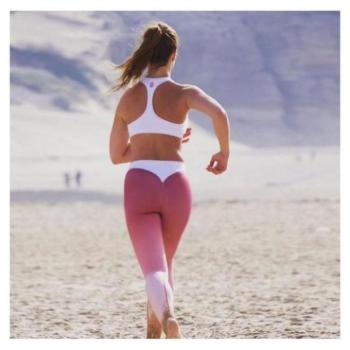 Leggings - Rózsaszín, sportos női leggings kontrasztos elemekkel kép