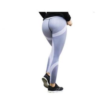 Leggings - Szürke-fehér sport leggings mintával, hölgyeknek kép