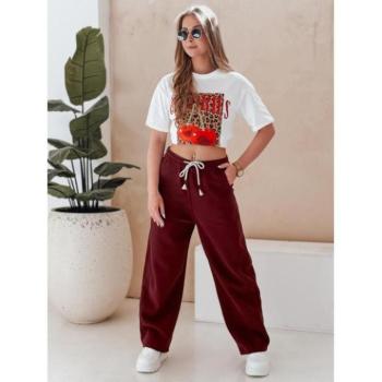 Melegítő nadrágok - Bordó bő női melegítőnadrág UY2688 kép