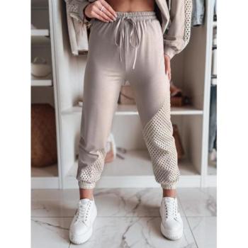 Melegítő nadrágok - Női bézs színű melegítőnadrág áttört betétekkel UY2515 kép