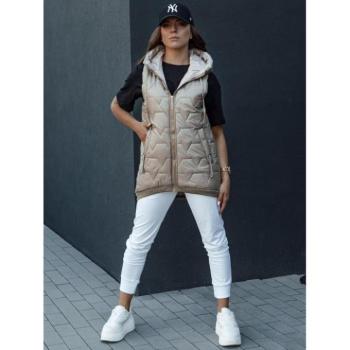 Mellények - Bézs színű pehelymellény kapucnival kép