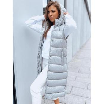 Mellények - Hosszú, fényes, ezüst női mellény kép