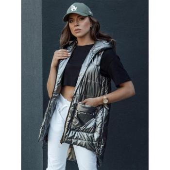 Mellények - Hosszú női mellény sötétszürke színben kép