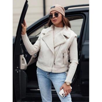 Mellények - Női fehér velúr mellény szőrmével kép