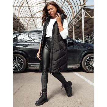 Mellények - Női hosszú steppelt mellény fekete színben kép