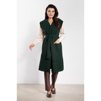 Mellények - Női hosszú, zöld mellény övvel kép