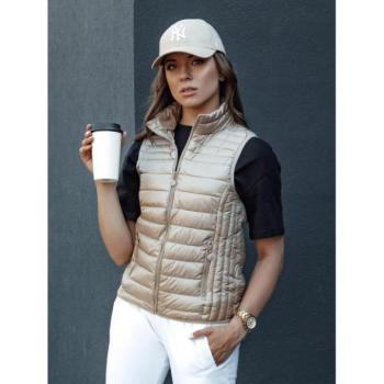 Mellények - Női rövid bézs színű mellény állógallérral kép