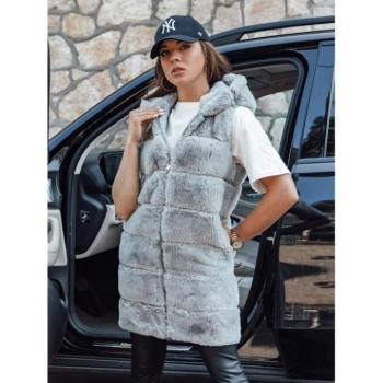Mellények - Női szürke szőrme mellény kapucnival kép