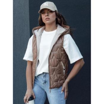 Mellények - Steppelt arany színű női kapucnis mellény kép