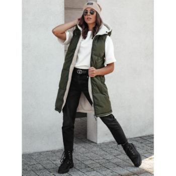 Mellények - Zöld hosszú kapucnis mellény kép