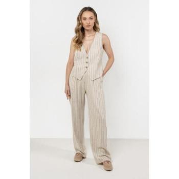 Nadrágok - Bézs színű lenvászon női nadrág kép