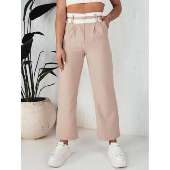 Nadrágok - Bézs színű széles szárú magas derekú nadrág kép