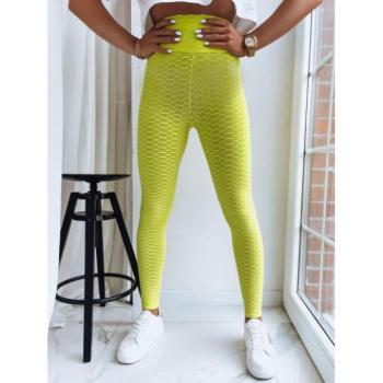 Nadrágok - Női, sárga bordás leggings, magas derékkal kép