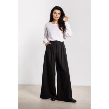 Nadrágok - Női széles szárú nadrág fekete színben kép