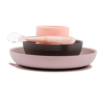 Nattou étkészlet szilikon 4 részes pohárral pink-padlizsán kép