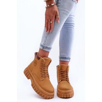 Női bakancsok - Barna workerok szilárd talpon kép