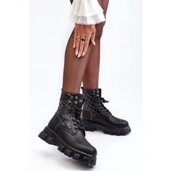 Női bakancsok - Fekete bőr workerek nőknek kép