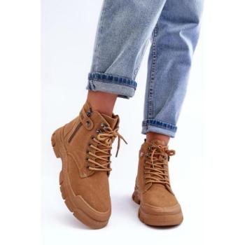 Női bakancsok - Világosbarna velúr csizma nőknek kép