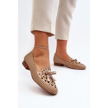 Női balerina cipők - Bézs színű női áttört balerinák kép