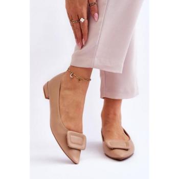 Női balerina cipők - Női bézs balerinák díszítéssel kép