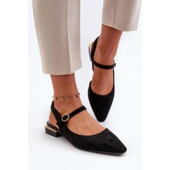 Női balerina cipők - Női fekete balerinák nyitott sarokkal kép