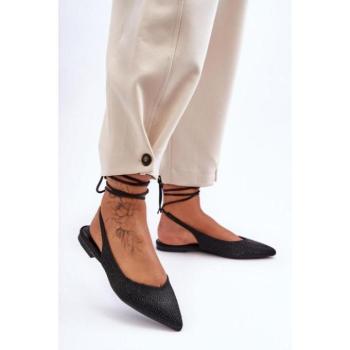 Női balerina cipők - Női fekete fűzős balerinacipők kép