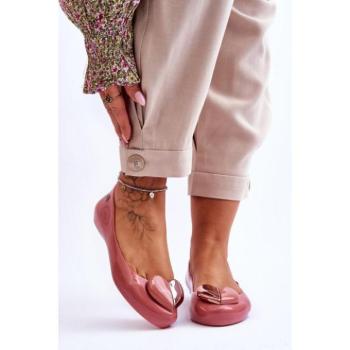 Női balerina cipők - Rózsaszín balerinák szívvel hölgyeknek kép