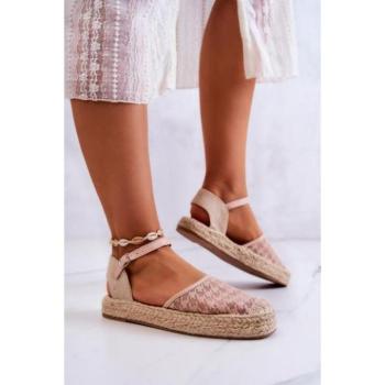 Női espadrilles cipők - Bézs női espadrillák, csattal kép