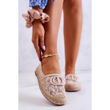 Női espadrilles cipők - Női, bézs csipke espadrillák kép