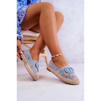 Női espadrilles cipők - Női, kék csipke espadrillák kép