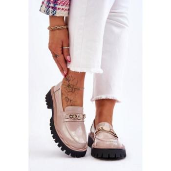 Női mokaszinok - Lakkozott, bézs, mokaszinok hölgyeknek kép