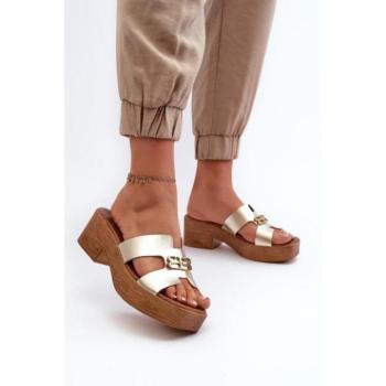 Női papucsok - Arany bőr papucsok nőknek kép