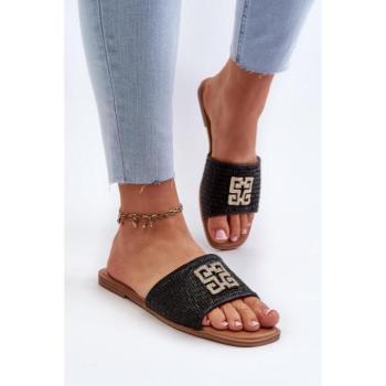 Női papucsok - Fekete kötött női papucs kép