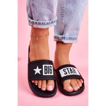 Női papucsok - Női, Big Star gumipapucs, felirattal, fekete színben kép