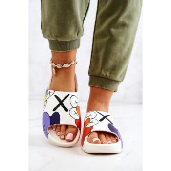 Női papucsok - Női fehér papucs szörnymintával kép