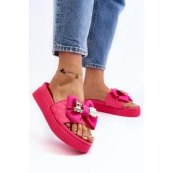 Női papucsok - Női rózsaszín papucs masnival kép