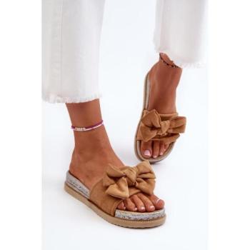 Női papucsok - Világosbarna velúr papucs kép