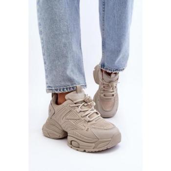 Női sneakerek  - Bézs színű vastag talpú női tornacipő kép