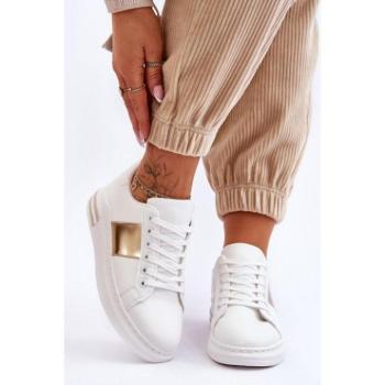 Női sportcipők - Fehér-arany női sportcipők kép