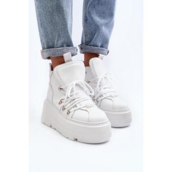 Női sportcipők - Fehér bőr női platformcipő kép