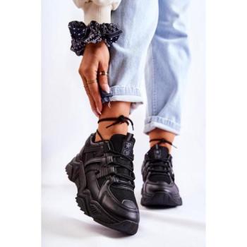 Női sportcipők - Fekete sneakers tornacipő, hölgyeknek kép